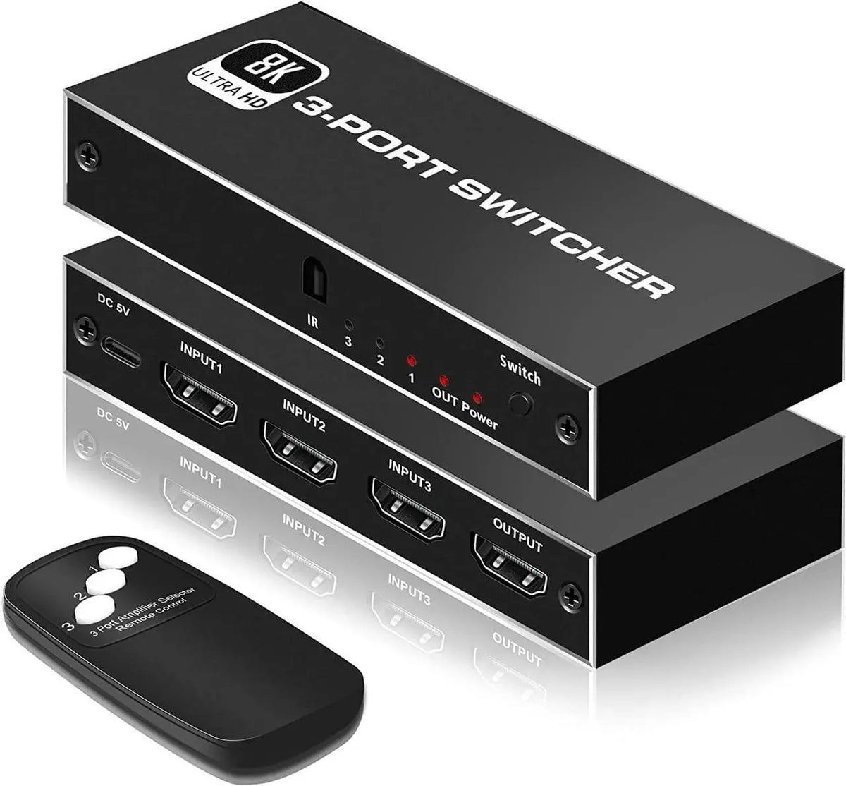 2x1 HDMI Switch with Audio Extractor, 4K@60Hz, ARC, Optical TOSLINK/SPDIF, Coaxial, 3.5mm Audio, Remote