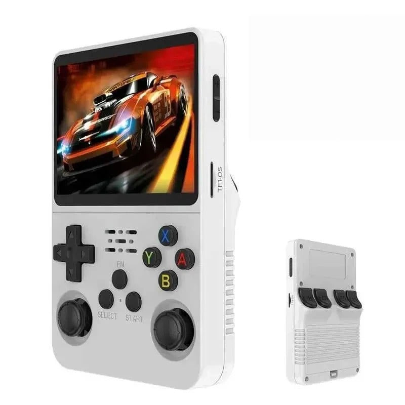 R36s Portable Game Player 3.25" Screen 128GB Classic Games Console for Travel Entertainment white