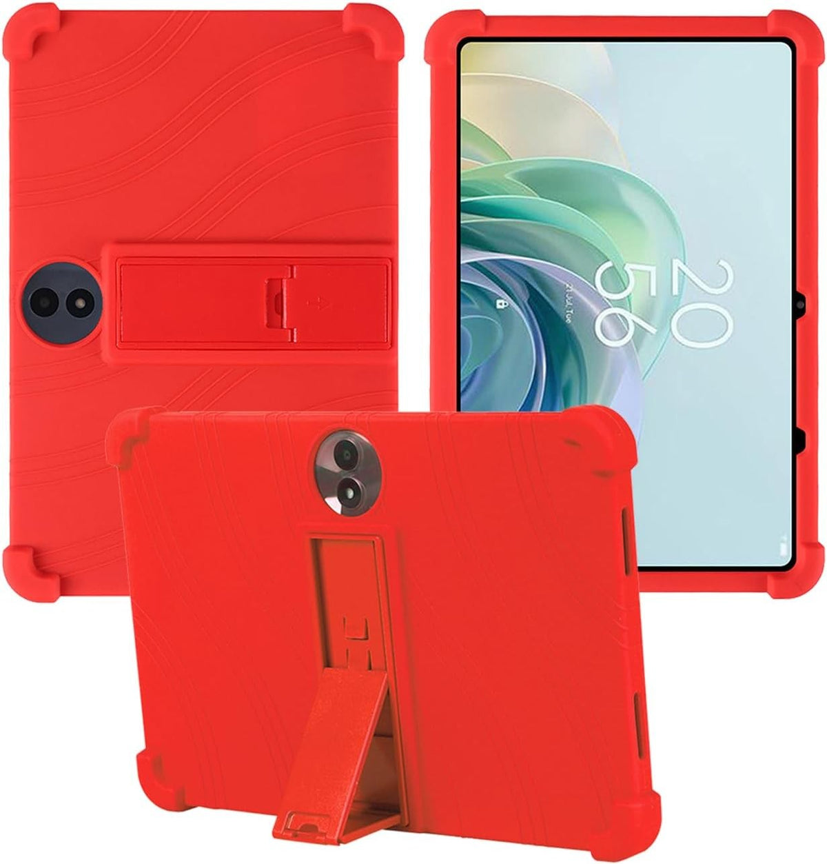 Soft Silicone Case for TCL TAB 11 Gen2 11 Inch Android 14 Tablet, Shockproof Kids Friendly with Adjustable Kickstand (Red)