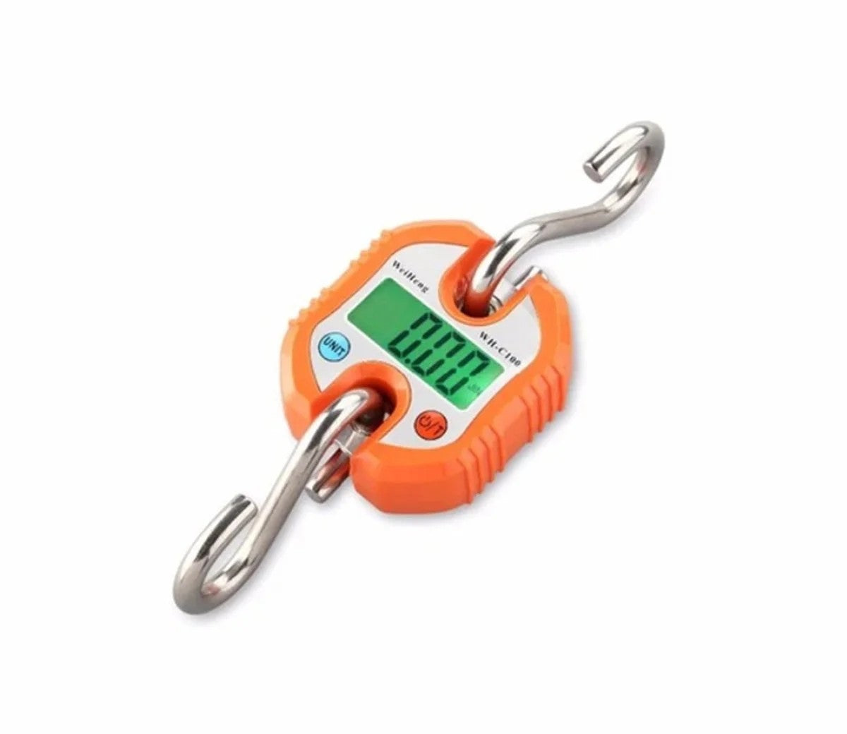 Digital Luggage Scale 150kg/0.05kg, Hanging Hook Scale with LCD Display, Orange, Portable for Travel and Heavy Items, Stainless Steel Hook, Auto Tare, kg/lb/jin Units
