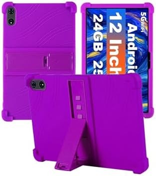JJGJ TAB9 / QDDQ TAB9 / Relndoo TAB9 12 Inch Tablet Case, Soft Silicone Adjustable Stand Shockproof Kids Friendly Cover for 12" Tablet-Purple