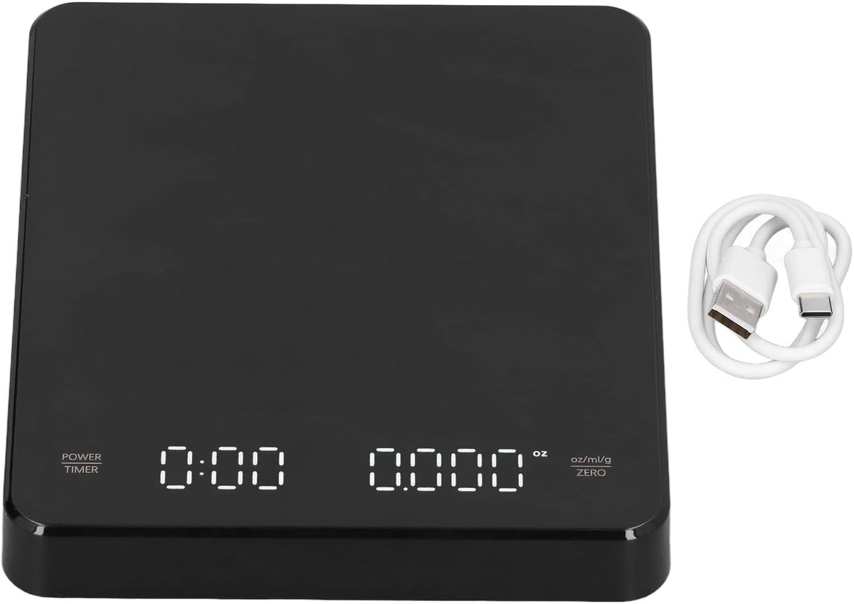High Precision Rechargeable Coffee Scale 3kg ABS with Backlit LCD, Multi-Purpose Kitchen & BBQ Accessory for Weighing