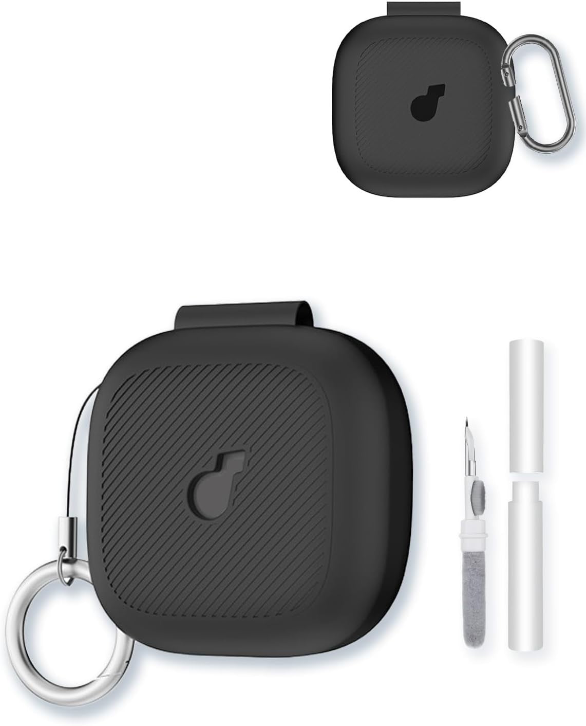 Protective Silicone Case Cover Compatible with Anker Soundcore P31i Earbuds, Thickened with Keychain, Cleaning Kit & Lanyard - Black