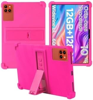 Compatible with Callsky-Tab Ctab 10 10.1 Inch Silicone Case, Kickstand, Shockproof Kid-Friendly, Rose Red