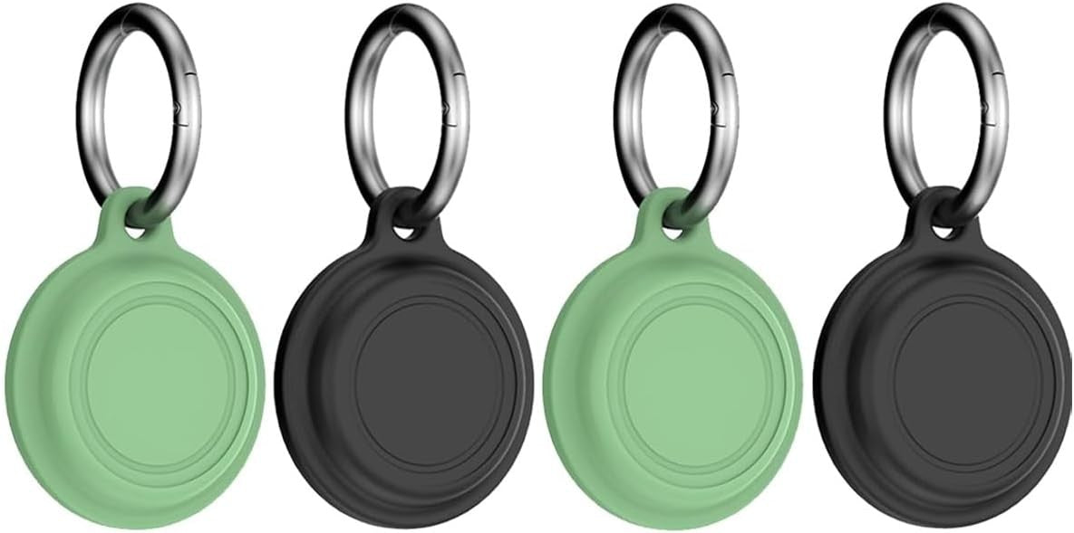 4 Pack Silicone Case for Motoral Moto Tag, Shockproof, with Keychain, Black+Green