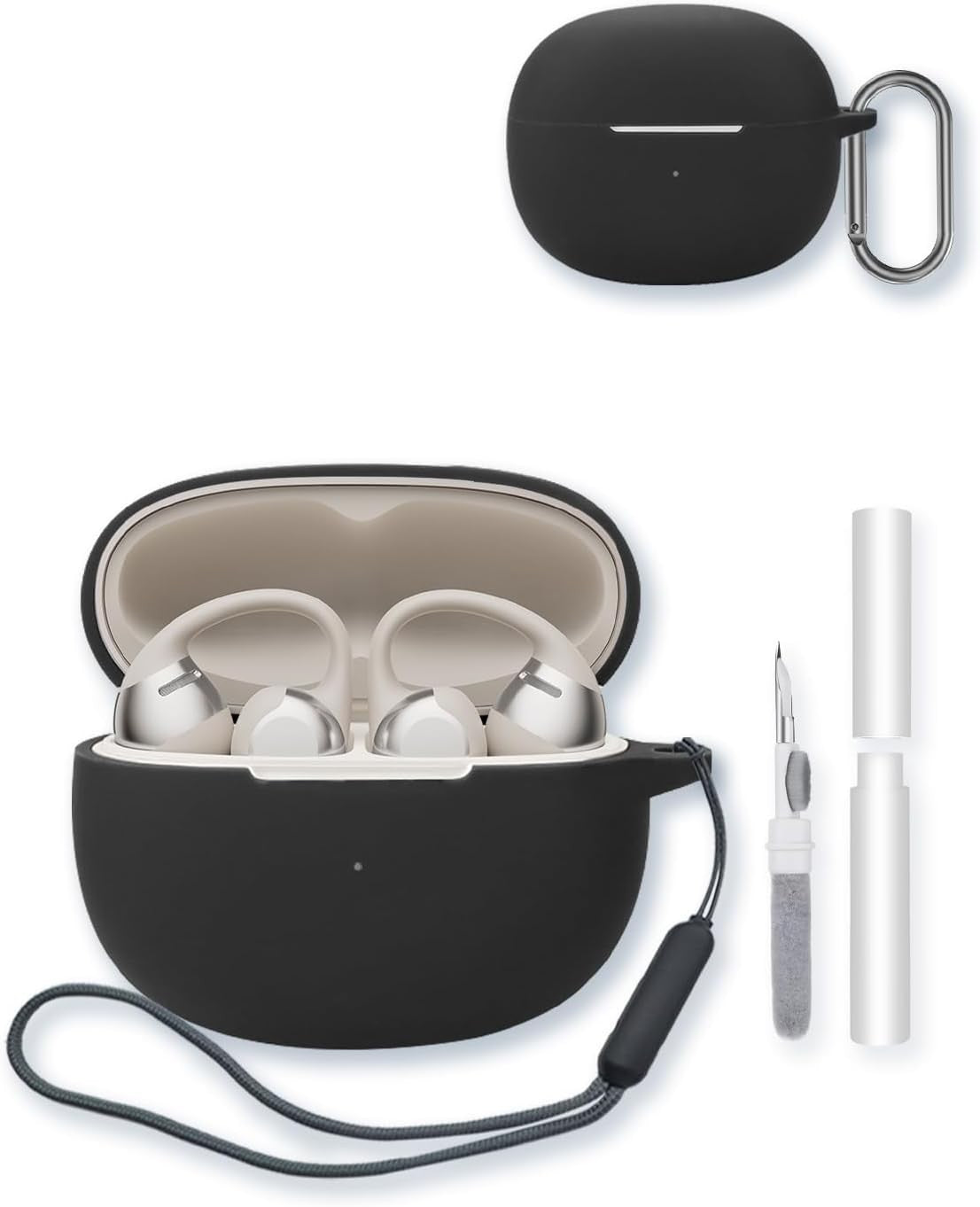 Silicone Case for SHOKZ OpenDots ONE Earbuds, Soft Protective Cover with Keychain & Cleaning Kit
