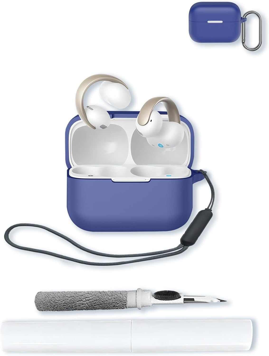 Silicone Case for Anker Soundcore AeroClip Earbuds, Soft Protective Cover with Keychain & Lanyard