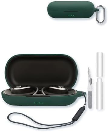 Silicone Case for Raycon Open Earbuds, Soft Protective Cover with Keychain & Cleaning Kit, Blue Green