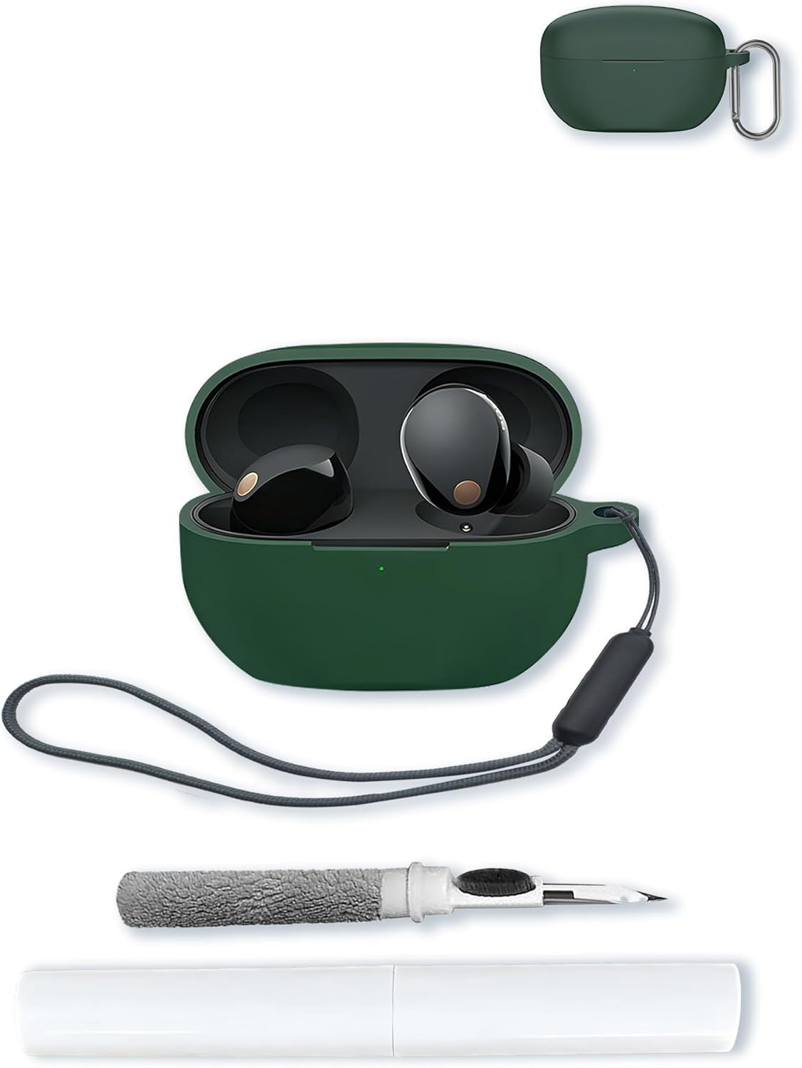 Silicone Case for Sony WF-1000XM5, Protective Cover with Keychain, Cleaning Kit & Lanyard