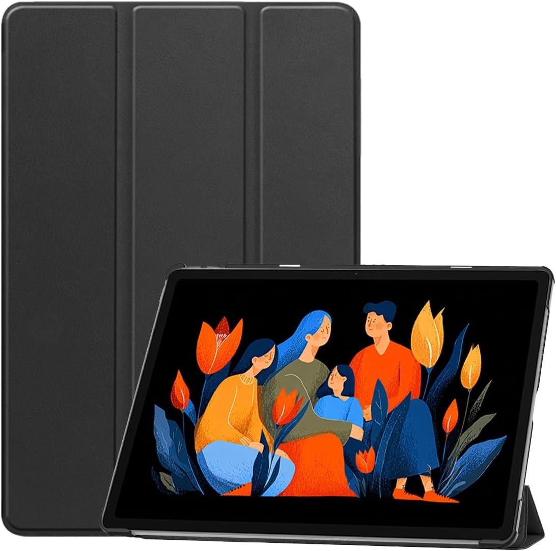 Compatible with Lenovo Idea Tab Plus/Tab K12 12.1 Inch Case, Tri-fold Stand, PU, Scratch Resistant, BLACK