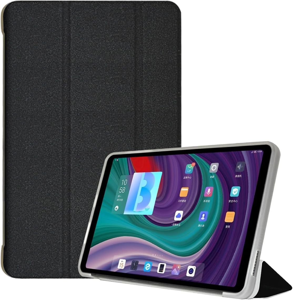 Tri-Fold Tablet Case Compatible with ALLDOCUBE iPlay 70 Mini PRO 8.4", PU, Auto Sleep/Wake, Black