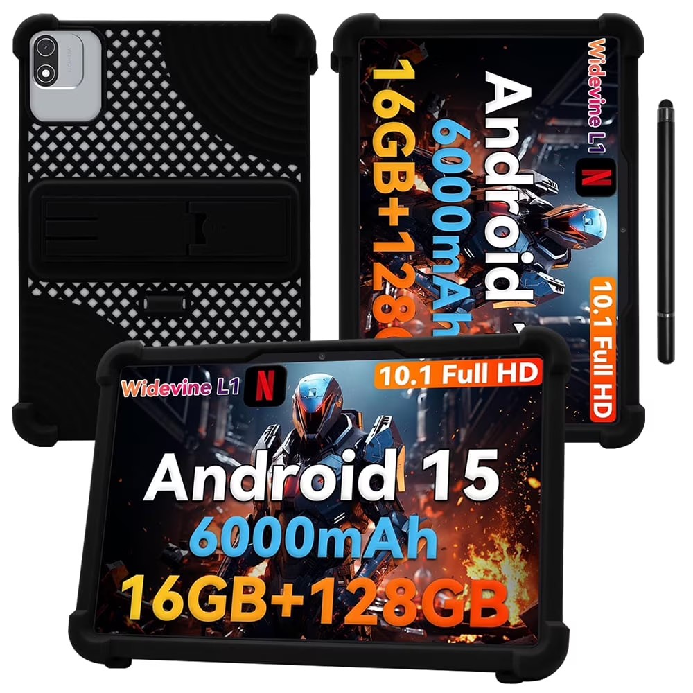 Tablet Case Compatible with Headwolf WPad6 10.1", Shockproof, Stand, Multi-Angle, Black with pen