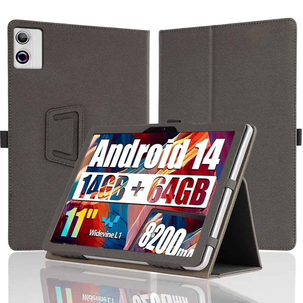 Case for BESTSKI A7 11" Tablet, PU Leather Stand Cover with Hand Strap, Protective