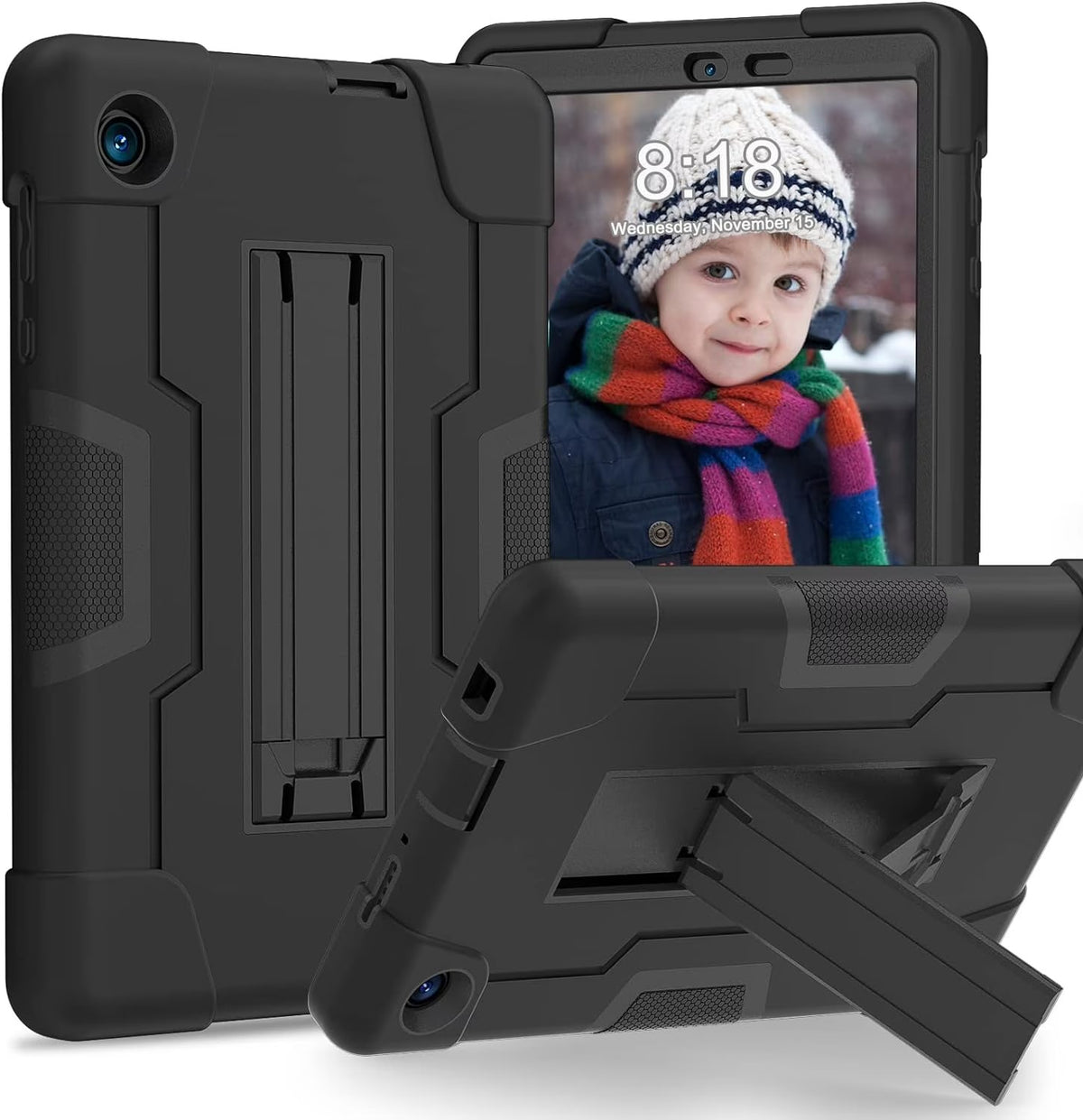 Compatible with TCL Tab 8 LE & 8 WiFi, Rugged Shockproof Case with Kickstand, Black