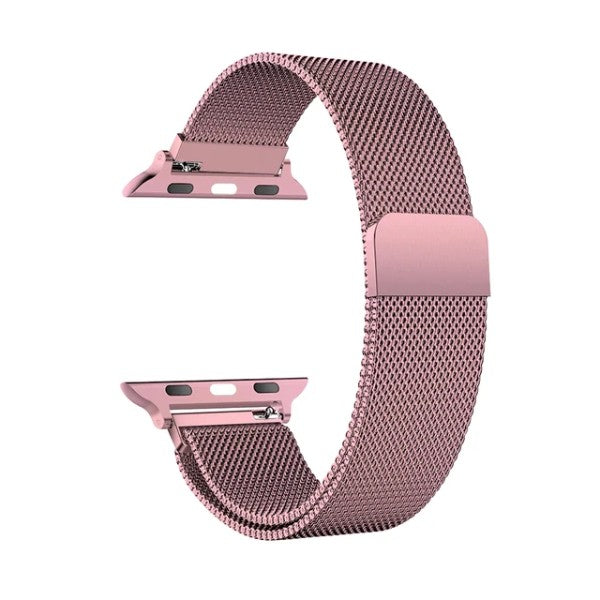 Milanese Loop Band Magnetic Clasp Shock Case Compatible with Apple Watch 11 46mm Pink/Transparent