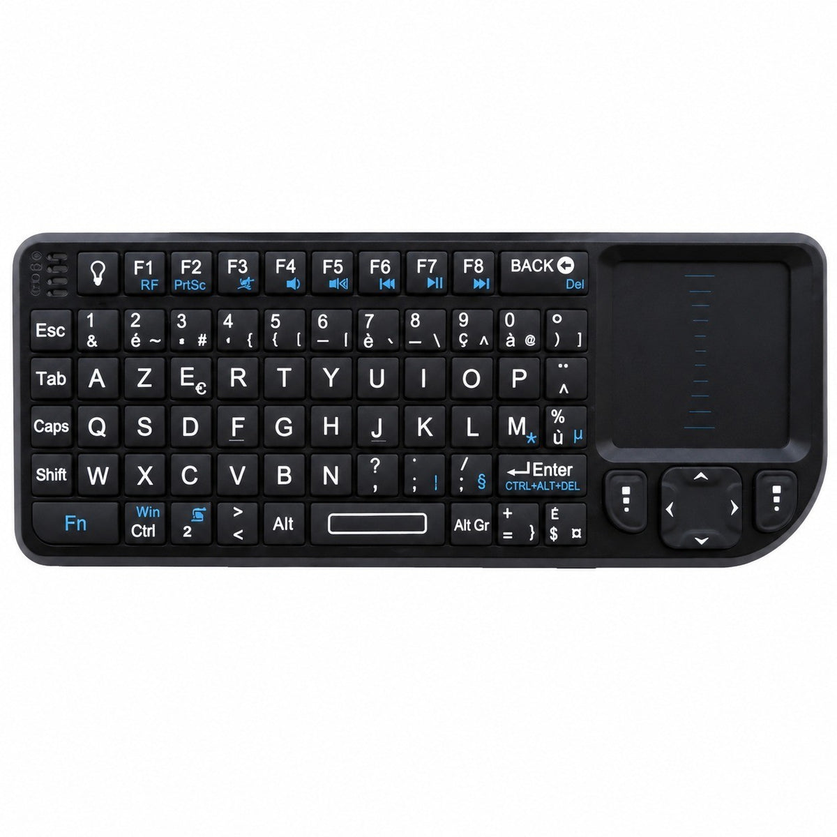 Mini Wireless Keyboard with Touchpad, AZERTY, 2.4 GHz Rechargeable, for Smart TV & PC