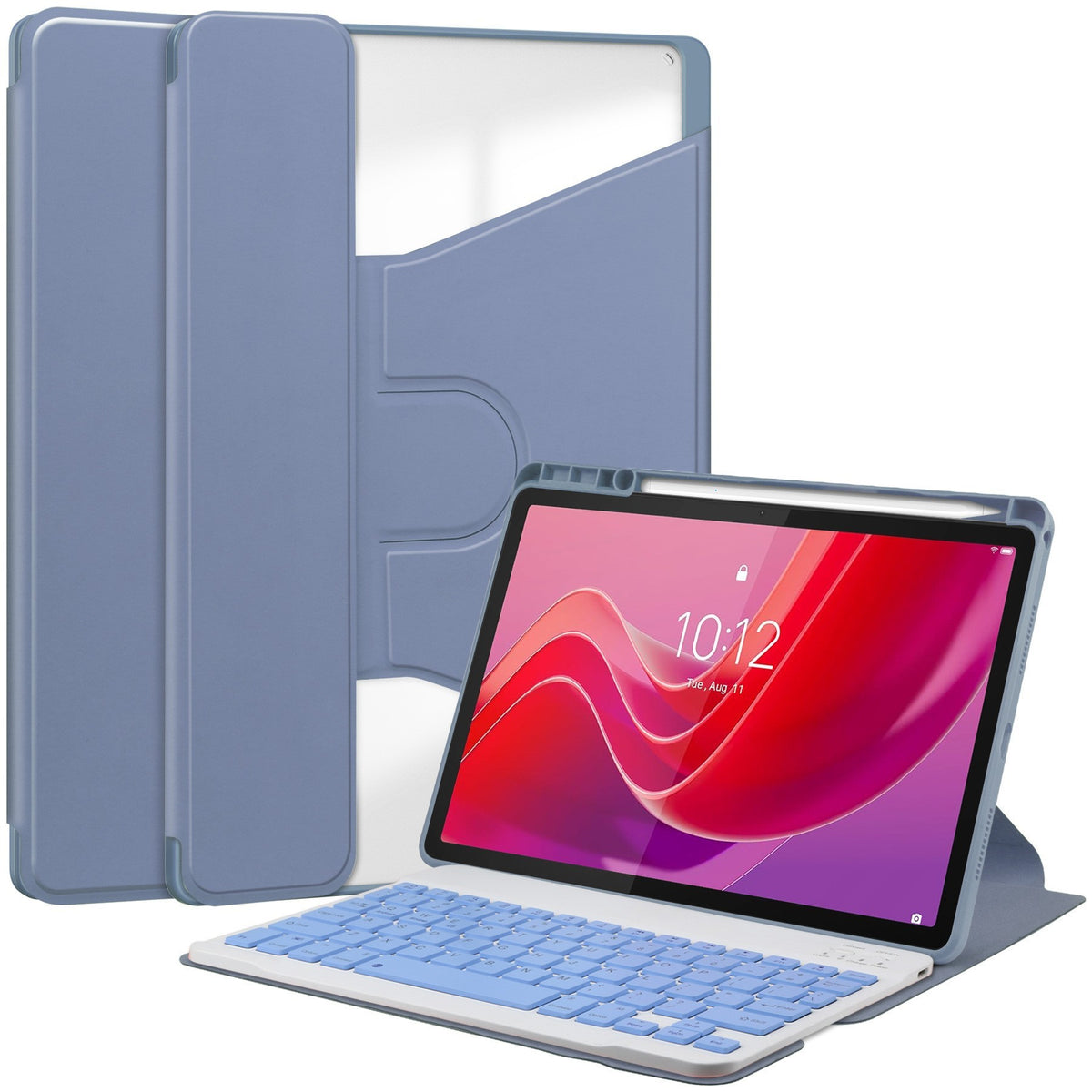 360° Rotating Keyboard with Leather Cover, Compatible with Lenovo Tab M11 11", Lavender Purple
