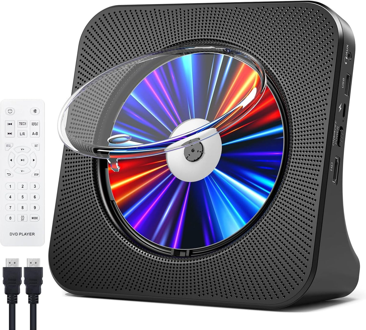 CD Player with Bluetooth Speakers, FM Radio, USB & Remote Control, Desktop Design