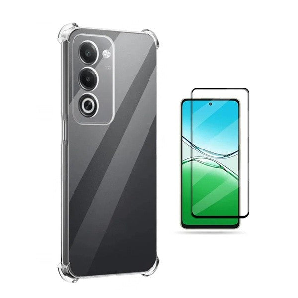 Transparent Shockproof Case Kit with Tempered Glass Screen Protector Compatible with Oppo A5 4G