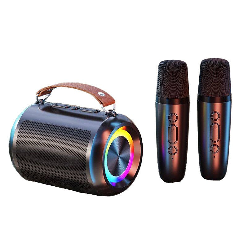 Portable Bluetooth Karaoke Machine with 2 Wireless Mics, LED Light Show, for Kids and Adults
