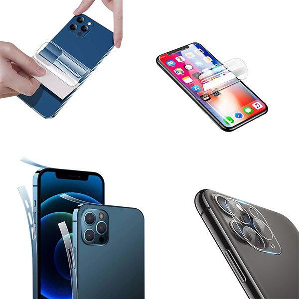 Full Cover Hydrogel Screen Protector Kit for iPhone 12 Pro Max, Front + Back + Camera Lens