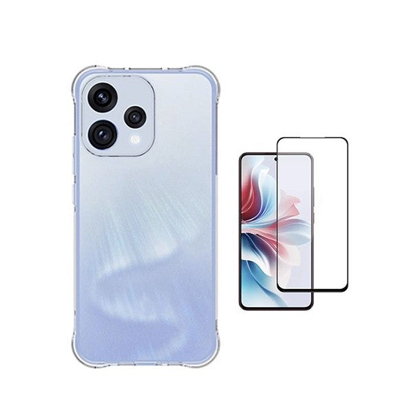Super Protection Case Kit + Tempered Glass Screen Protector for Oppo Reno15, Transparent