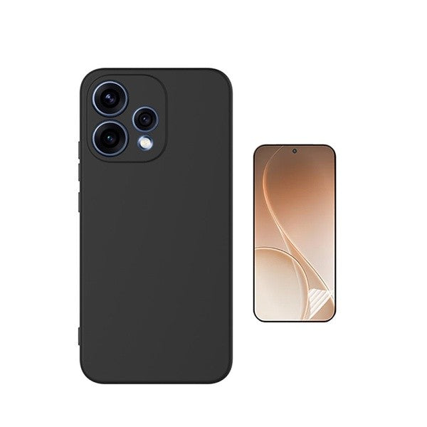 Hydrogel Screen Protector + Silicone Case Compatible with Oppo Reno15 - Black