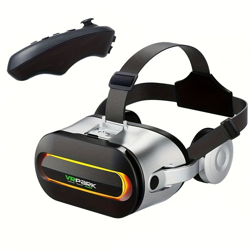 3D VR Headset with HiFi Stereo Headphones, Compatible with iOS & Android, Adjustable