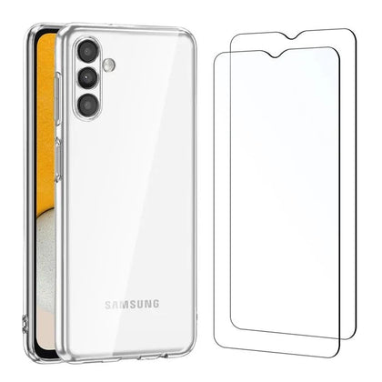 Samsung Galaxy A13 5G A04s Case, Clear TPU Gel Silicone with 2x Tempered Glass Screen Protector