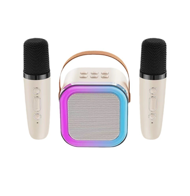 Deepstone Mini Karaoke Machine With 2 Wireless Microphones White