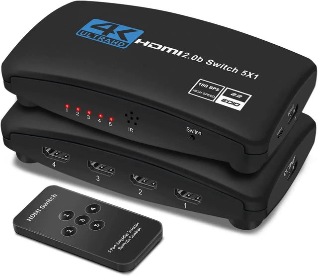 HDMI 2.0 Switch 3 Port 3 In 1 Out with IR Remote - 4K 60Hz HDCP 2.2 3D