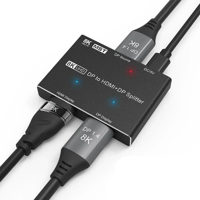 DisplayPort to HDMI Dual Display Splitter Video Adapter, 8K@30Hz 4K@120Hz