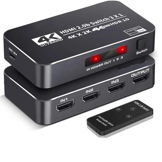 HDMI 2.0 Switch 3 in 1 Out, 4K@60Hz HDR10, HDCP 2.2, with IR Remote