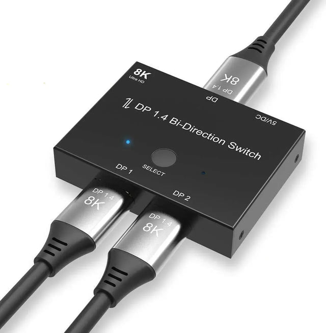 DisplayPort 1.4 Bi-Directional Switch 1x2/2x1, 8K@30Hz 4K@120Hz, 32Gbps
