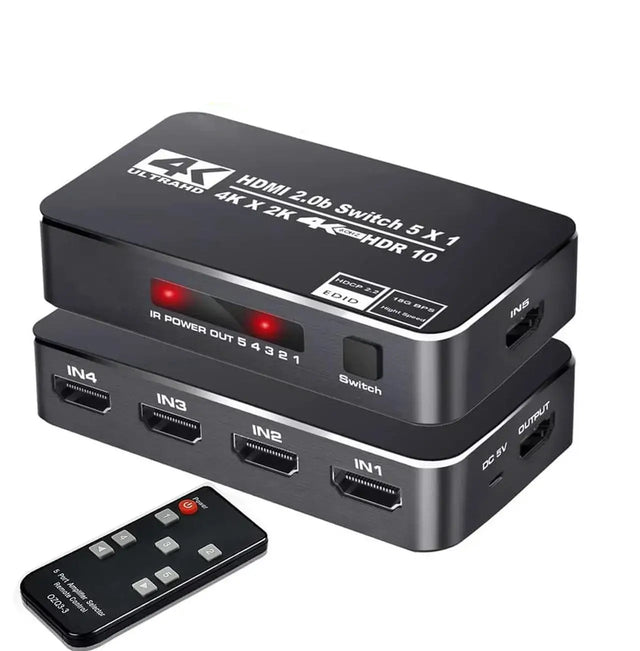 5 Port HDMI 2.0 Switch 5 in 1 Out 4K 60Hz 18Gbps