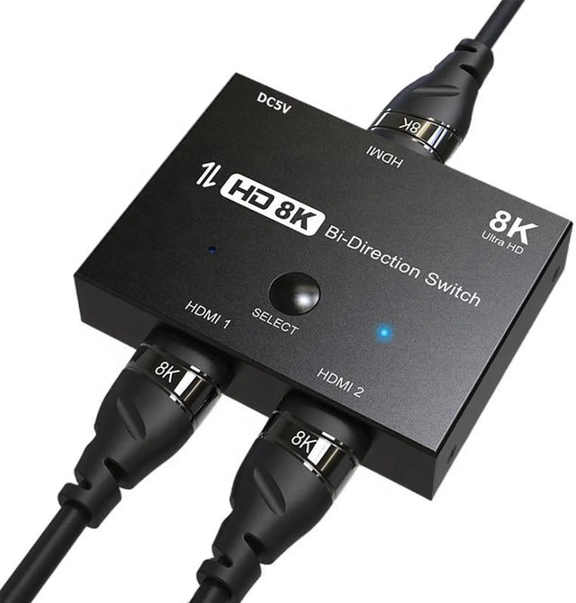 HDMI 2.1 Switch 2 In 1 Out, 8K@60Hz 4K@120Hz 48Gbps Ultra HD Switcher, Button Control