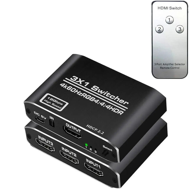 8K 60Hz HDMI 2.1 Switch 3x1 with Remote, HDCP 2.3 HDR 3D