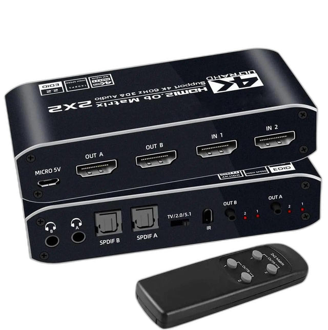 HDMI 2.0 Splitter 1x2 4K@60Hz Video Distributor Mirror Only Supports 1080p 3D and HDCP 1.4