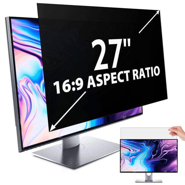 27 Inch Computer Privacy Screen Filter Anti Blue Light Matte/Glossy Reversible Monitor Protector for HP Dell Acer Asus Samsung