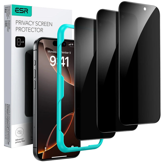 Privacy Tempered Glass Screen Protector for iPhone 16 Pro Max - Anti-Spy, Military Grade Protection