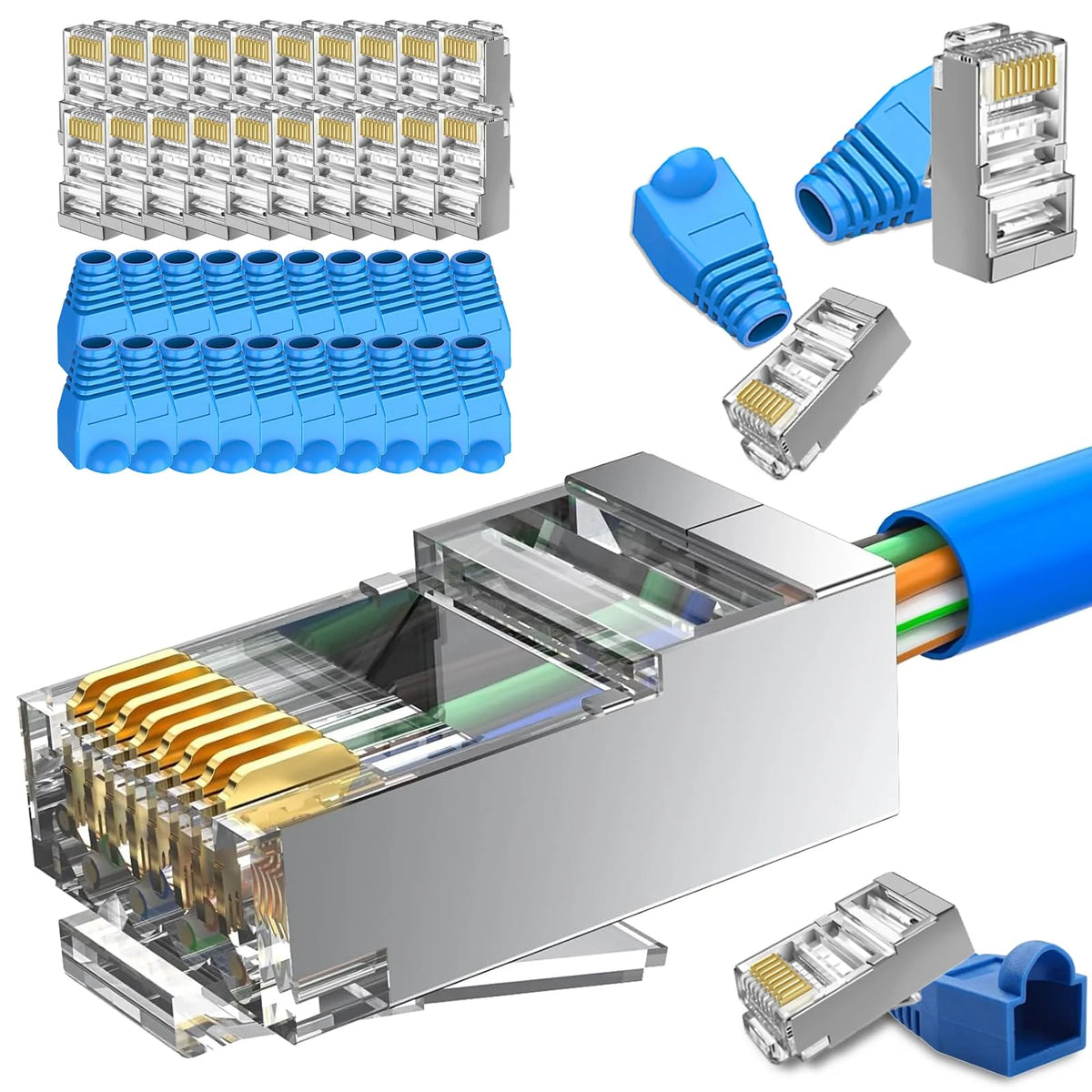 Demo Shielded Cat6 Ethernet Cable 6-Pack with RJ45 Connectors, High Performance Network Cable