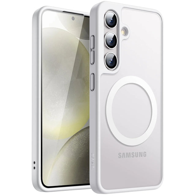 Magnetic Case for Samsung Galaxy S24+ 5G, Shockproof TPU+PC Cover with MagSafe Compatibility, Slim Matte Back, Silver