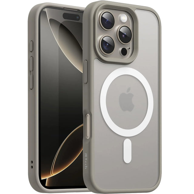 Magnetic Case for iPhone 16 Pro Max 6.9", TPU PC Shockproof Protective Cover, Natural Titanium/White
