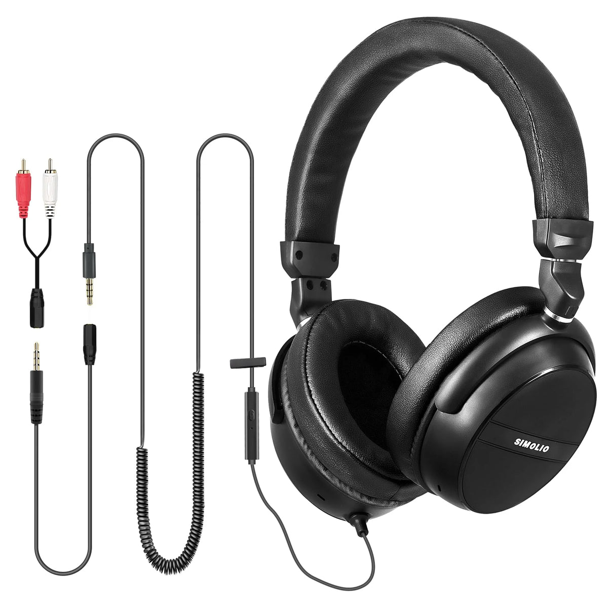 21.6FT Long Cord Over-Ear Headphones with Volume Control and Microphone
