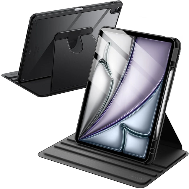 Rotating Cases Protective Case Compatible with iPad Air 13-Inch M3/M2, Black Clear
