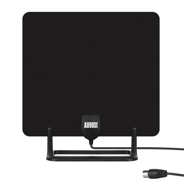 Indoor TV Antenna for Freeview HD - Portable Aerial with Stand & Window Mount, DVB-T2, 3m Cable, Black