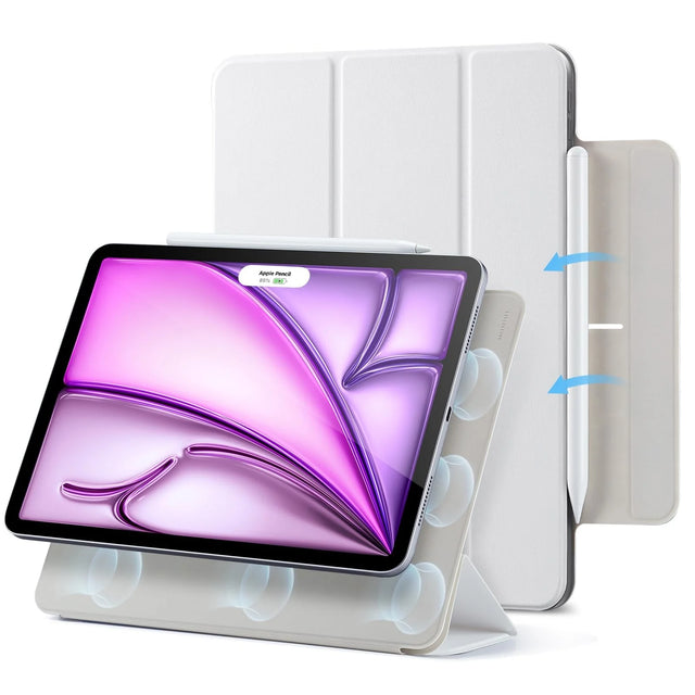 Slim Trifold Magnetic Case for iPad Air 13 Inch M4/M3/M2 2024-2026 - White, Supports Pencil Pro