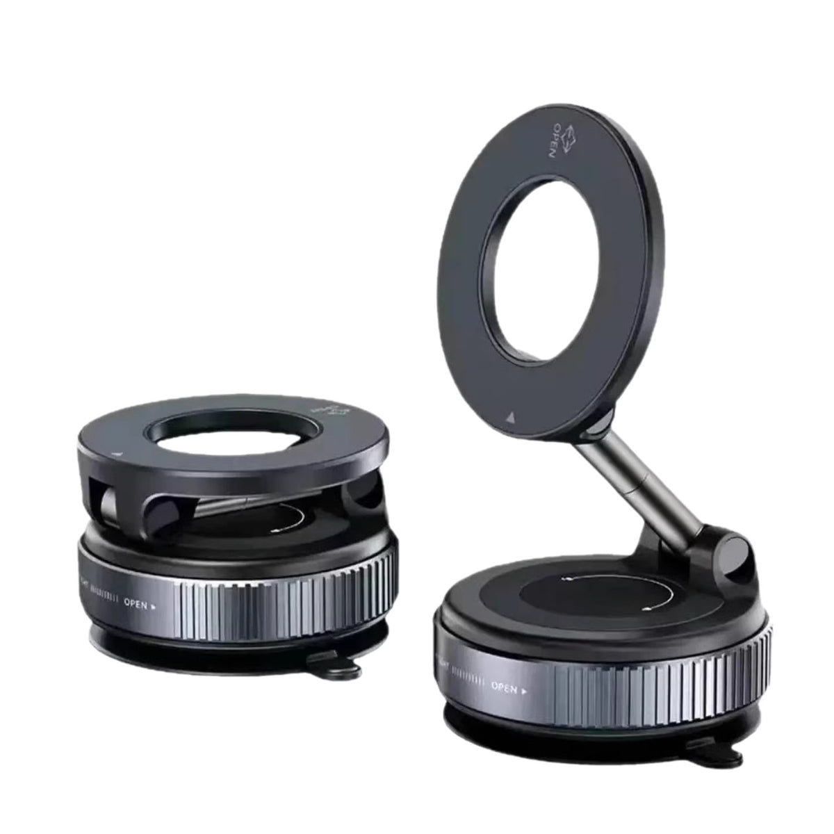 Dash-Mounted Magnetic Car Phone Holder with 360° Adjustable Arm and Strong Suction Cup, Black