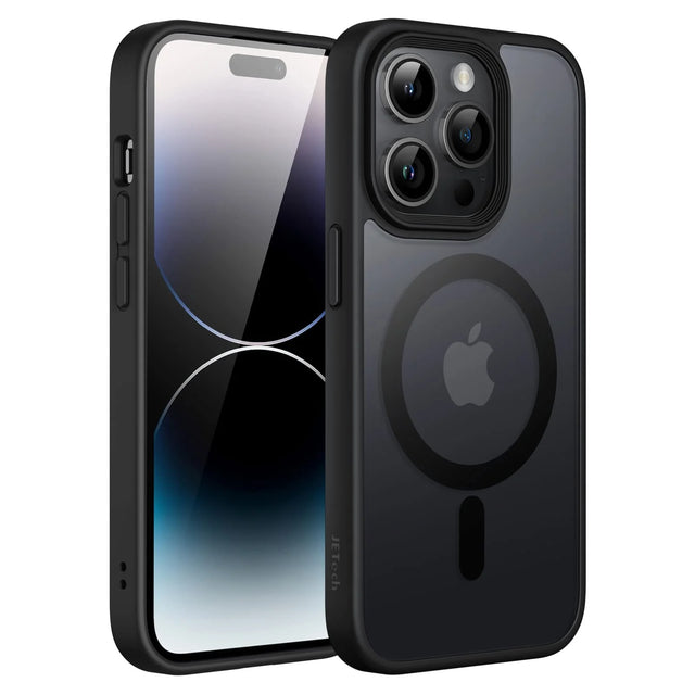 Slim Magnetic Case for iPhone 14 Pro 6.1" - Translucent Matte Black, Shockproof MagSafe Cover