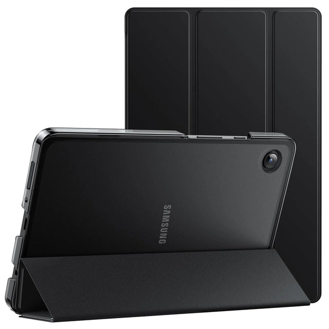 Slim Tablet Case for Samsung Galaxy Tab A11/A9 8.7 Inch, Hard PC Back + Soft PU Cover, Tri-Fold Stand, Black